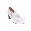 White 2.5" Heel High Lovely Synthetic Leather Point Toe Bow Platform Girls Lolita Shoes