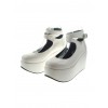 White 3.1" Heel High Gorgeous Polyurethane Point Toe Ankle Straps Platform Women Lolita Shoes