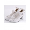 White 2.6" Heel High Lovely Polyurethane Point Toe Bowknot Platform Women Lolita Shoes