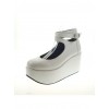 White 3.1" Heel High Gorgeous Polyurethane Point Toe Ankle Straps Platform Women Lolita Shoes