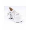 White 3.7" High Heel Adorable Patent Leather Round Toe Strap Bowknot Platform Girls Lolita Shoes