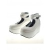 White 3.1" Heel High Gorgeous Polyurethane Point Toe Ankle Straps Platform Women Lolita Shoes