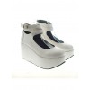 White 3.1" Heel High Gorgeous Polyurethane Point Toe Ankle Straps Platform Women Lolita Shoes