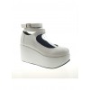 White 3.1" Heel High Gorgeous Polyurethane Point Toe Ankle Straps Platform Women Lolita Shoes