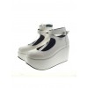 White 3.1" Heel High Gorgeous Polyurethane Point Toe Ankle Straps Platform Women Lolita Shoes