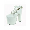 White 5.9" Heel High Lovely Suede Round Toe Cross Straps Platform Lady Lolita Shoes