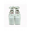 White 5.9" Heel High Lovely Suede Round Toe Cross Straps Platform Lady Lolita Shoes