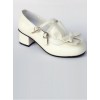 White Matte Bowknot Flounced Cute Cheap Sweet Lolita High Heel Shoes