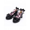 Black Cross Buckle Princess Bowknot Lolita Mid Heel Shoes