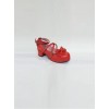 Bowknot Circular Buckle Watermelon Red Matte Lolita Low Heel Shoes