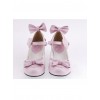 Pink 2.6" Heel High Beautiful Patent Leather Point Toe Bow Platform Women Lolita Shoes