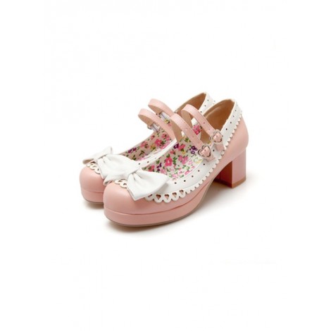 Pink High-heeled Bowknot Princess Shoes