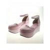 Pink 2.7" Heel High Romatic Synthetic Leather Point Toe Ankle Straps Platform Girls Lolita Shoes