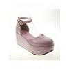 Pink 2.7" Heel High Romatic Synthetic Leather Point Toe Ankle Straps Platform Girls Lolita Shoes