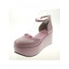 Pink 2.7" Heel High Romatic Synthetic Leather Point Toe Ankle Straps Platform Girls Lolita Shoes