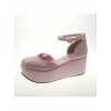 Pink 2.7" Heel High Romatic Synthetic Leather Point Toe Ankle Straps Platform Girls Lolita Shoes