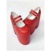 Two Buckles Pure Red Lolita Super High Heel Shoes