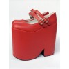 Two Buckles Pure Red Lolita Super High Heel Shoes