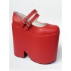 Two Buckles Pure Red Lolita Super High Heel Shoes