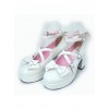 White 2.9" Heel High Beautiful Patent Leather Point Toe Bow Platform Women Lolita Shoes