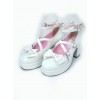 White 2.9" Heel High Beautiful Patent Leather Point Toe Bow Platform Women Lolita Shoes