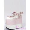 White Lace Pink Bowknot Super High Heel Lolita Platform Shoes