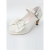 White Pearl Bowknot White Lolita High Heel Shoes