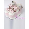 White Lace Pink Bowknot Super High Heel Lolita Platform Shoes