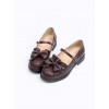 Wine Red Leather Bowknot Lolita Flat Shoes