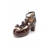 Chocolate Color Lace Bowknot Sweet Lolita Cute Girls High Heel Shoes