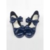 Navy Blue Matte Concise Bowknot Lolita High Heel Shoes