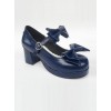 Navy Blue Matte Concise Bowknot Lolita High Heel Shoes