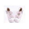 Pink 2.8" High Heel Glamorous Synthetic Leather Round Toe Ankle Straps Bow Decoration Platform Girls Lolita Shoes