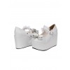 White Elegant Bride Bowknot Ornament Classic Lolita High Heel Shoes