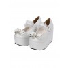 White Elegant Bride Bowknot Ornament Classic Lolita High Heel Shoes