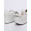 White Elegant Bride Bowknot Ornament Classic Lolita High Heel Shoes