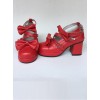 Red Matte Bowknot Lolita High Heel Shoes