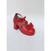 Red Matte Bowknot Lolita High Heel Shoes