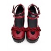 Round-toe Hollow Out Heart-shape Ruffle School Lolita High Heels Shoes