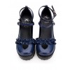 Round-toe Hollow Out Heart-shape Ruffle School Lolita High Heels Shoes