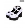 Round-toe Hollow Out Heart-shape Ruffle School Lolita High Heels Shoes