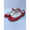 Sweet Lace Bowknot Wine Red And White Lolita High Heel Shoes