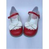 Sweet Lace Bowknot Wine Red And White Lolita High Heel Shoes