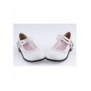 White 1" High Heel Charming Polyurethane Round Toe Double Straps Platform Girls Lolita Shoes