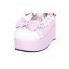 White Lace Bowknot Pink Sweet Lolita Platform Shoes