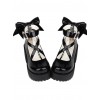 Black Patent Leather Cute Bowknot Lolita Round-toe High Heel Shoes- 8cm