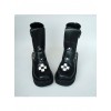 Black 2.8" Heel High Elegant Patent Leather Round Toe Stud Buckles Platform Girls Lolita Boots