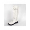 White 1.2" Heel High Special Patent Leather Round Toe Cross Straps Platform Girls Lolita Boots