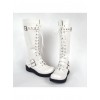 White 1.2" Heel High Special Patent Leather Round Toe Cross Straps Platform Girls Lolita Boots