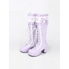 White 1.2" Heel High Special Patent Leather Round Toe Cross Straps Platform Girls Lolita Boots